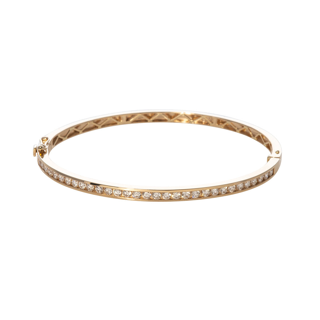 1.28ct Diamond Channel Set 14K Yellow Gold Bangle