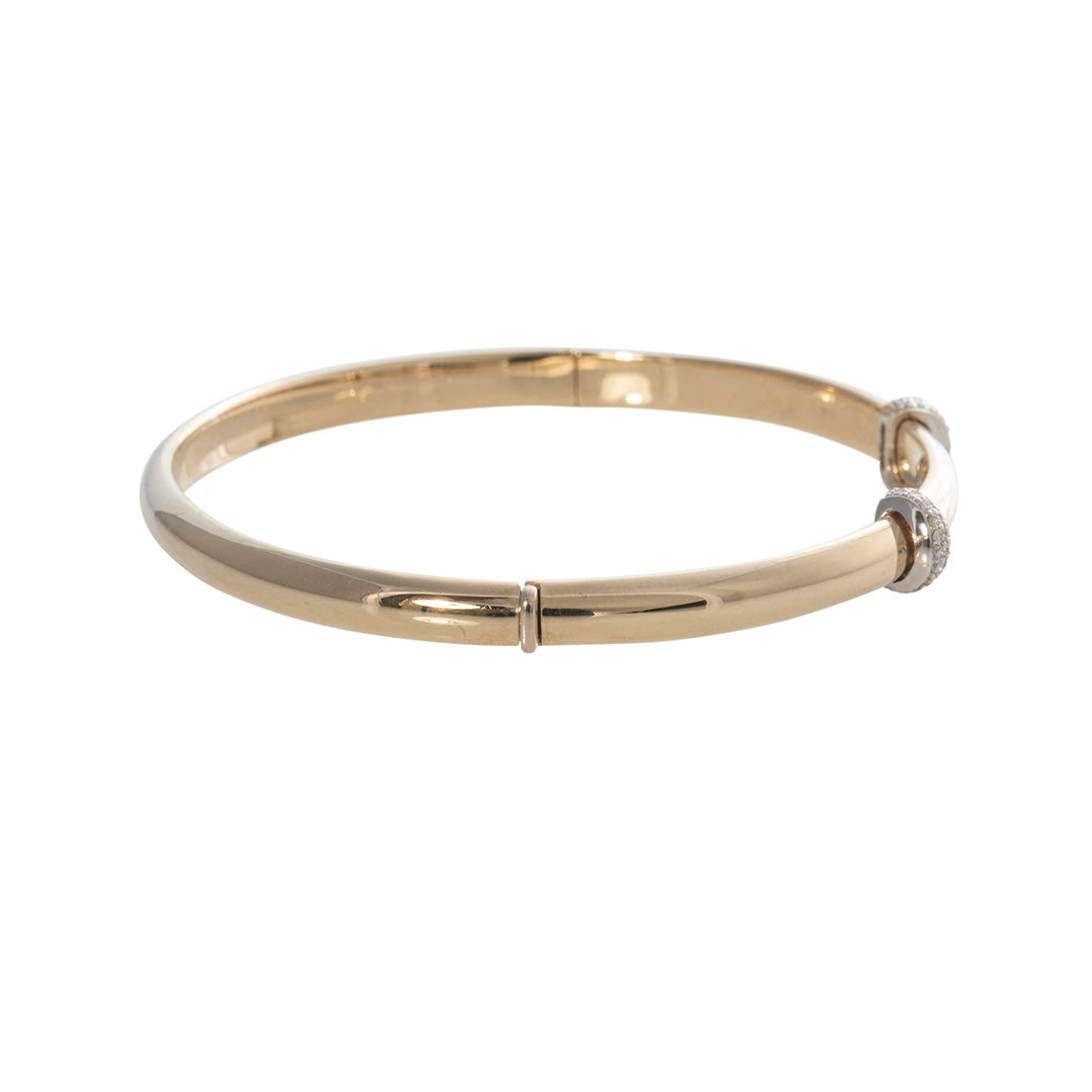 Diamond Pavé Double Station 14K Yellow Gold Bangle