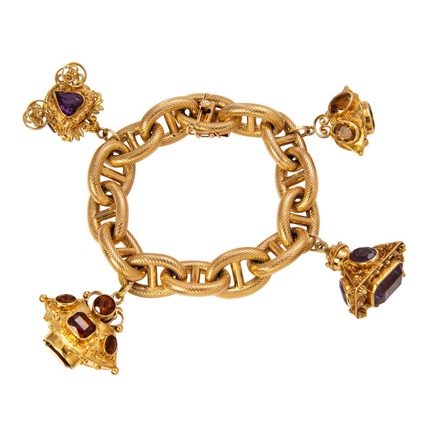 Louis Vuitton Yellow Gold Vintage Link Bracelet Charms
