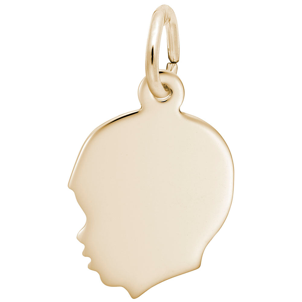 14K Yellow Gold Young Boy's Head Silhouette Charm