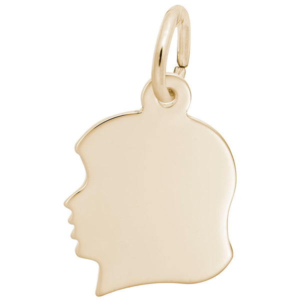 10K popular Yellow Gold Woman/Girl Silhouette Charm, Girl Charm, Ladies Head Pendant