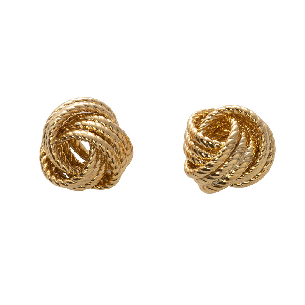 18K Yellow Gold Twist Love Knot Screw Back Earrings | Jewelry Vine