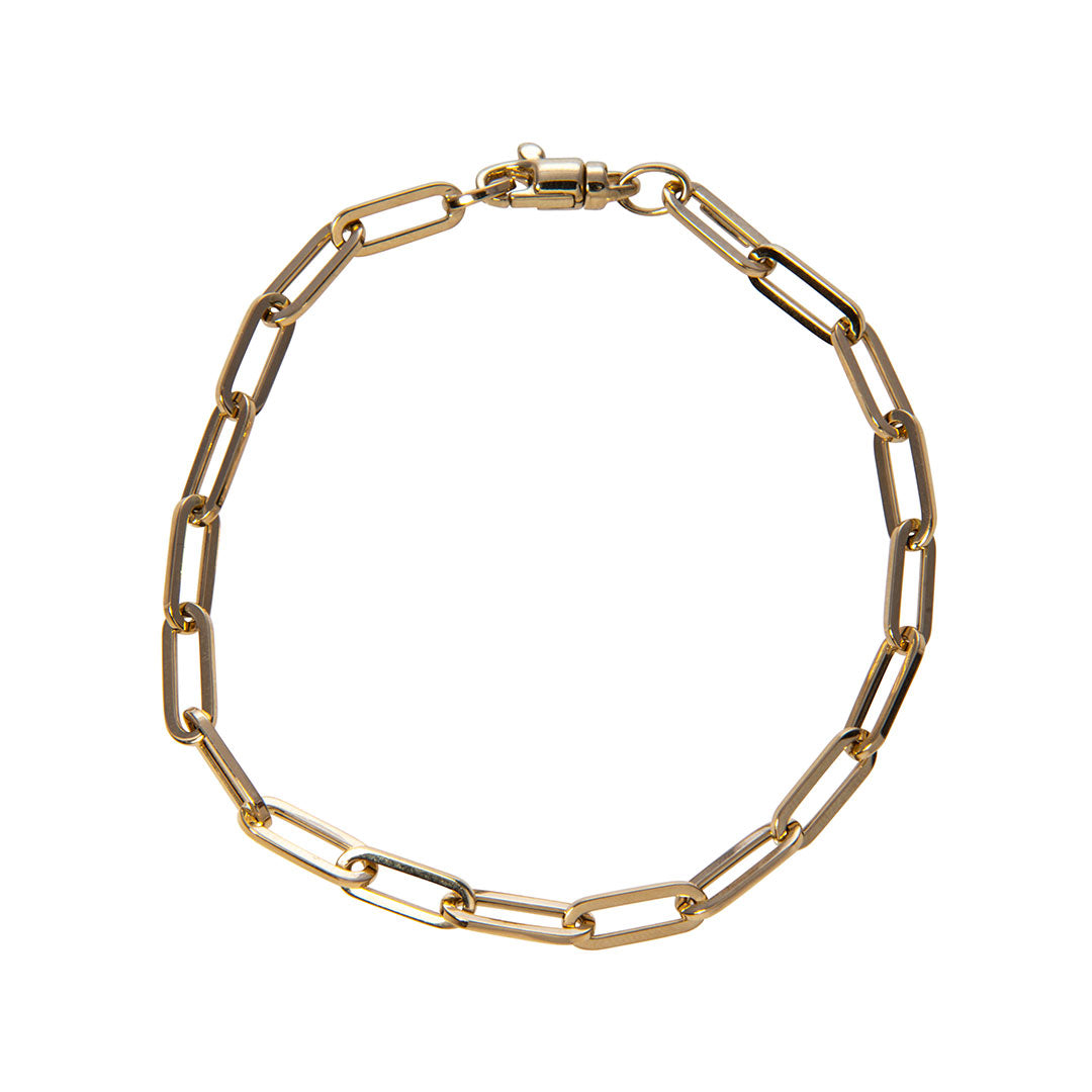 14K Yellow Gold Paperclip Link Bracelet