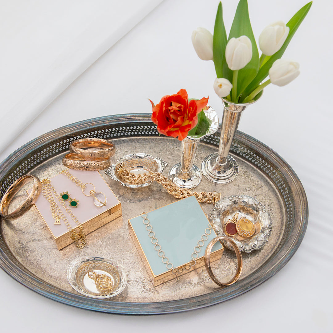 Powder Blue Enamel & Gold Plated Trinket Box