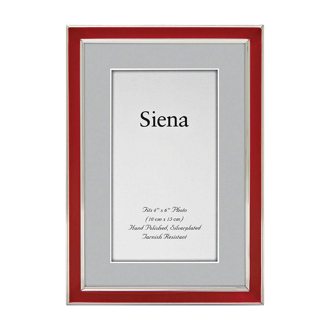 4x6 Red Enamel Silver Plated Picture Frame