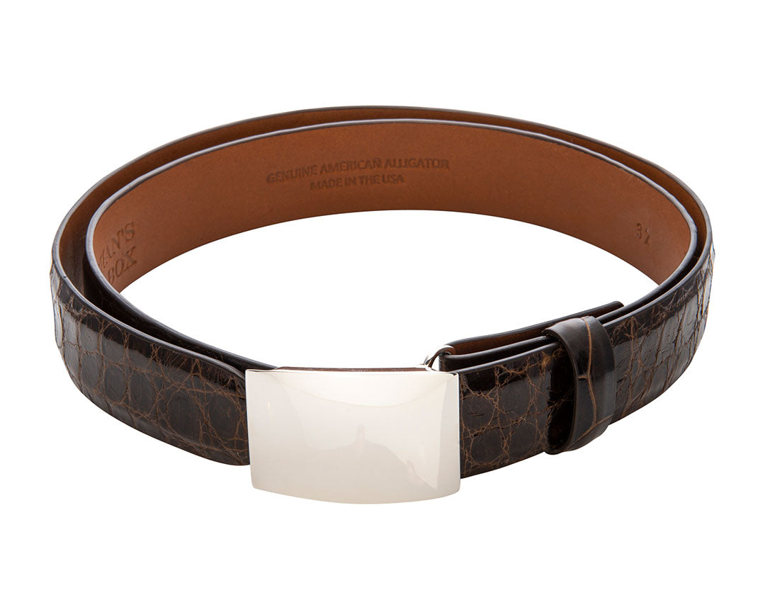 Brown Glossy Alligator Belt Strap 1 1 8