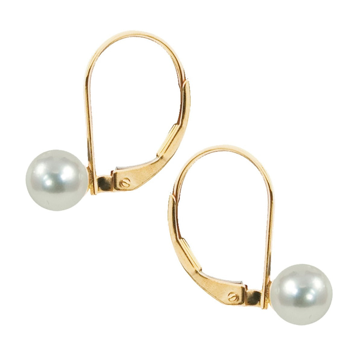 7mm Akoya Pearl 14K Yellow Gold Leverback Earrings