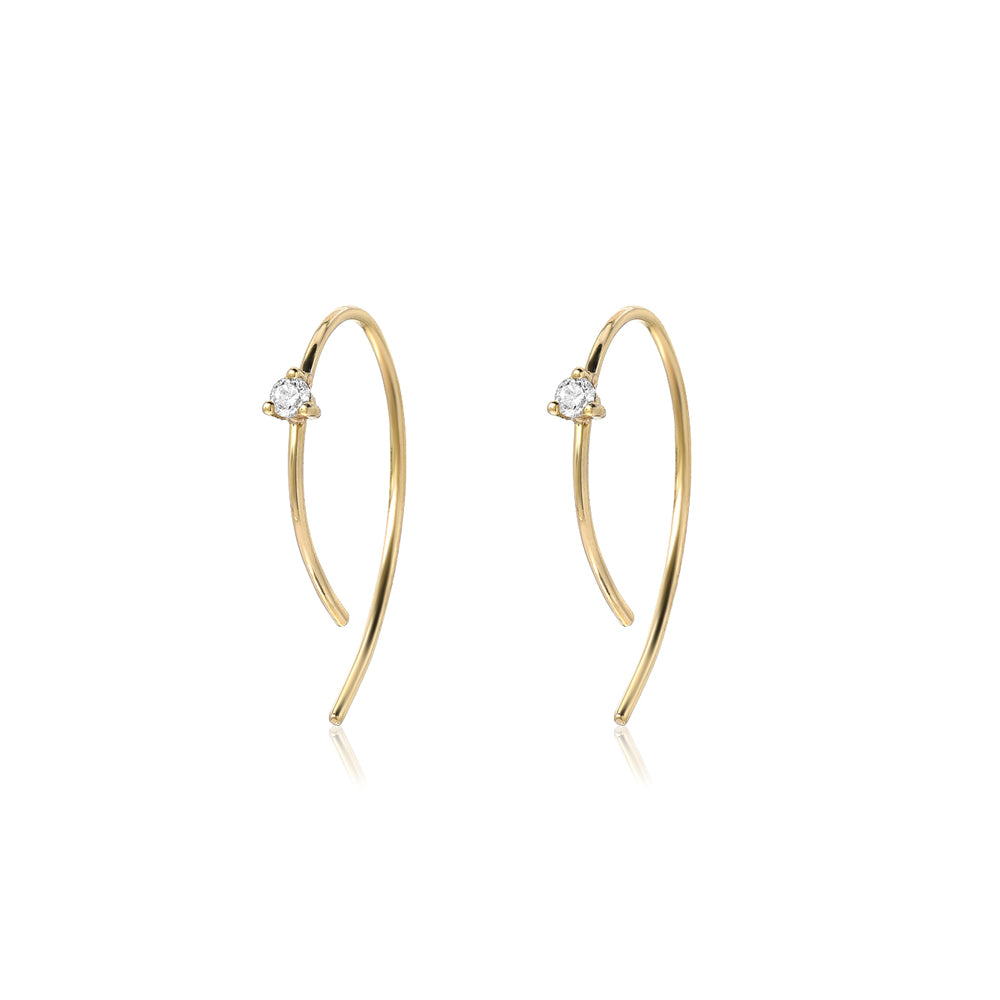 Small Diamond Hoops 14K Yellow Gold