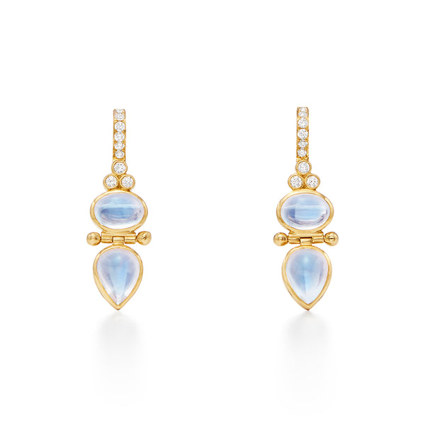 Organic Shape Rainbow Moonstone and Diamond Drop Earrings | Liven – Liven  Company