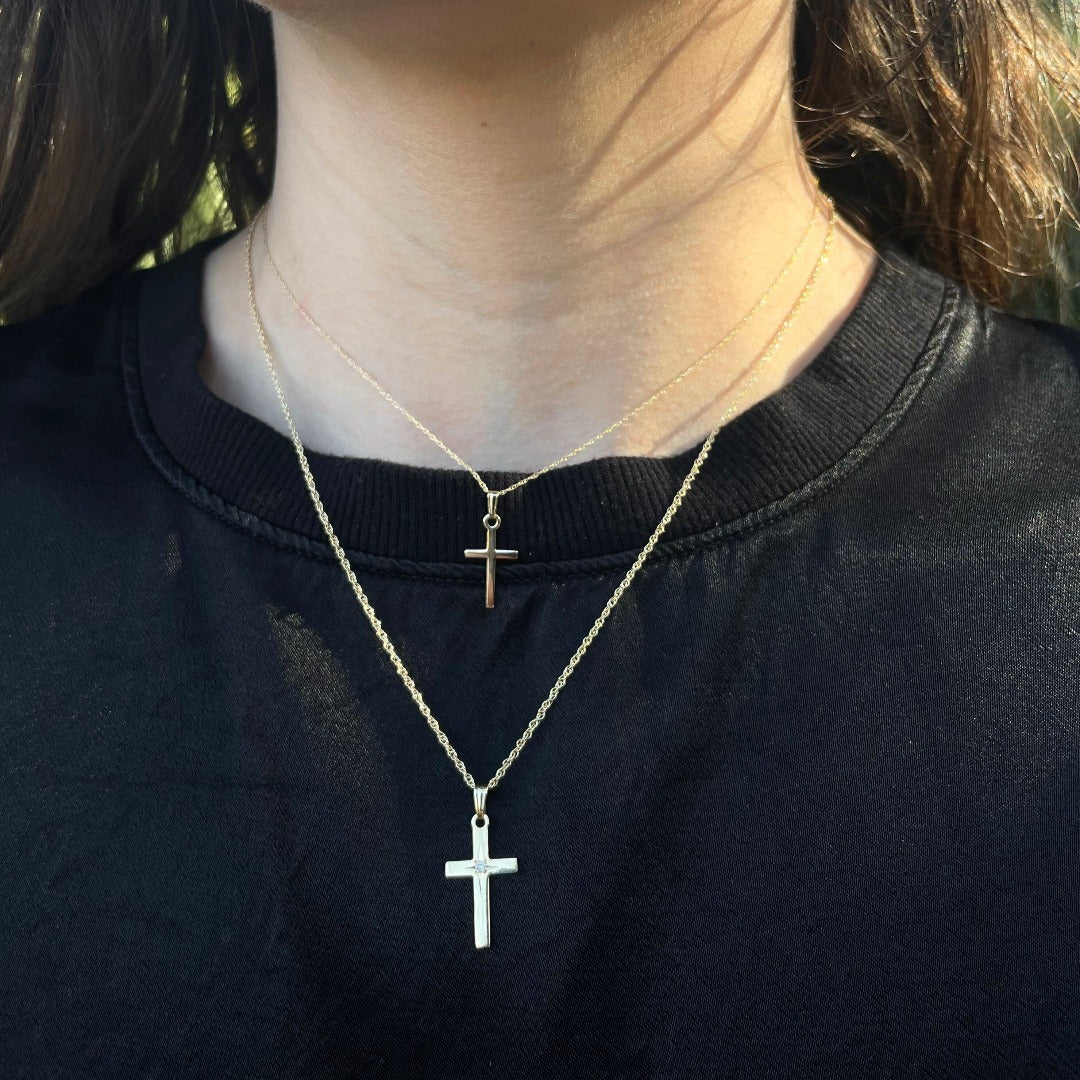 Childs silver hot sale cross necklace