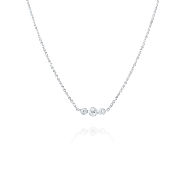 .28ct Diamond Bezel 14K Gold Beaded Chain Necklace