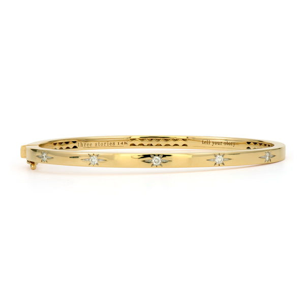 Diamond Stars Bangle Bracelet, 14K Yellow Gold | Diamond Stores Long Island