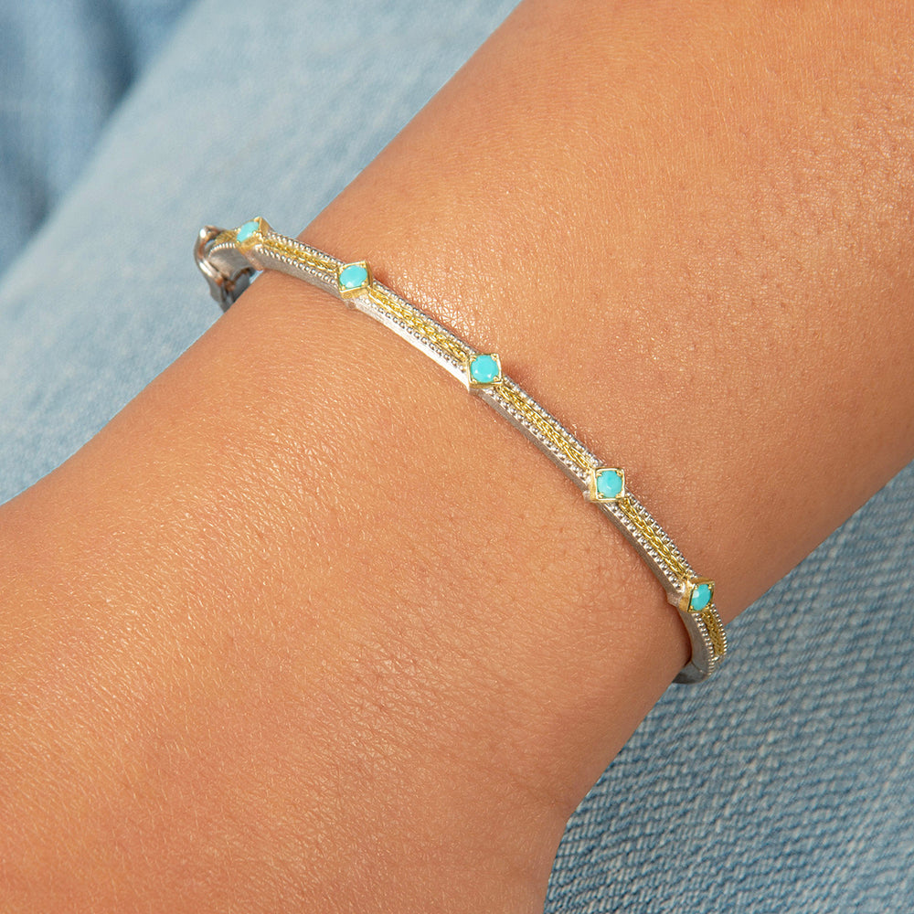 Jude Frances Mixed Metal Woven Rope Turquoise Kite Bangle