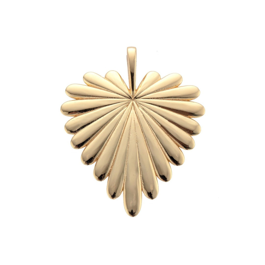 Jane Win Love Full Heart Palm Leaf Pendant Necklace